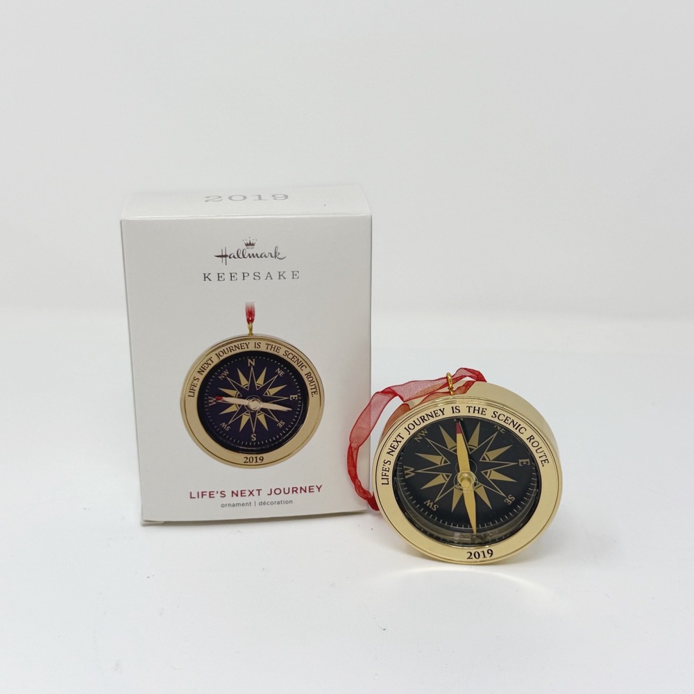 Hallmark Keepsake 2019 Lifes Next Journey Scenic Route Compass Ornament Gold
